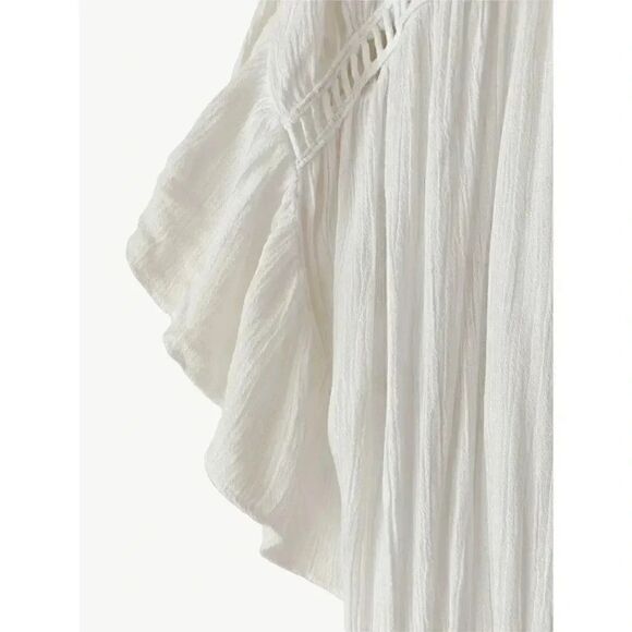 Raviya White Boho V-Neck Short Sleeves Womens Mini Dress SZ Small - Picture 3 of 8